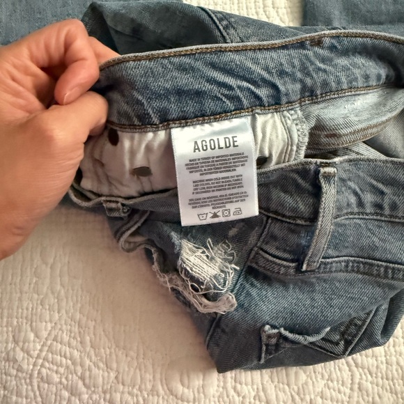 Agolde Jeans Rooted High Rise Slim Fit Distressed Button Fly Nico - Picture 4 of 7